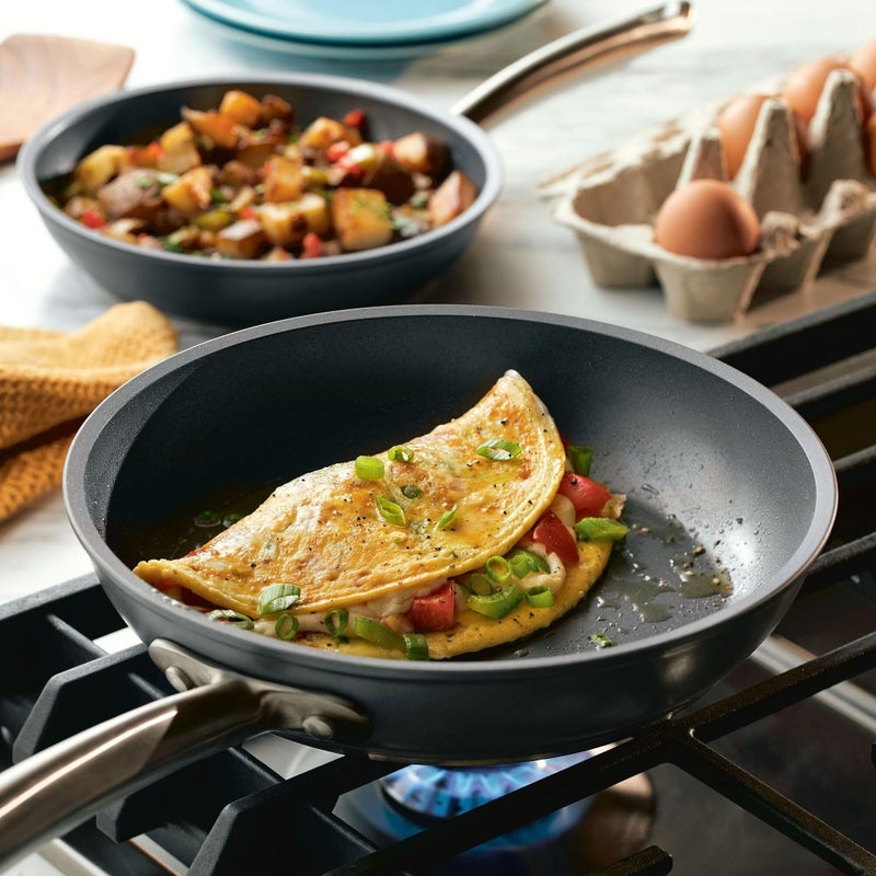 Anolon Accolade Forged Hard Anodized Nonstick Frying Pans/Skillet Set, 10 Inch and 12 Inch - Moonstone Gray - Image 2